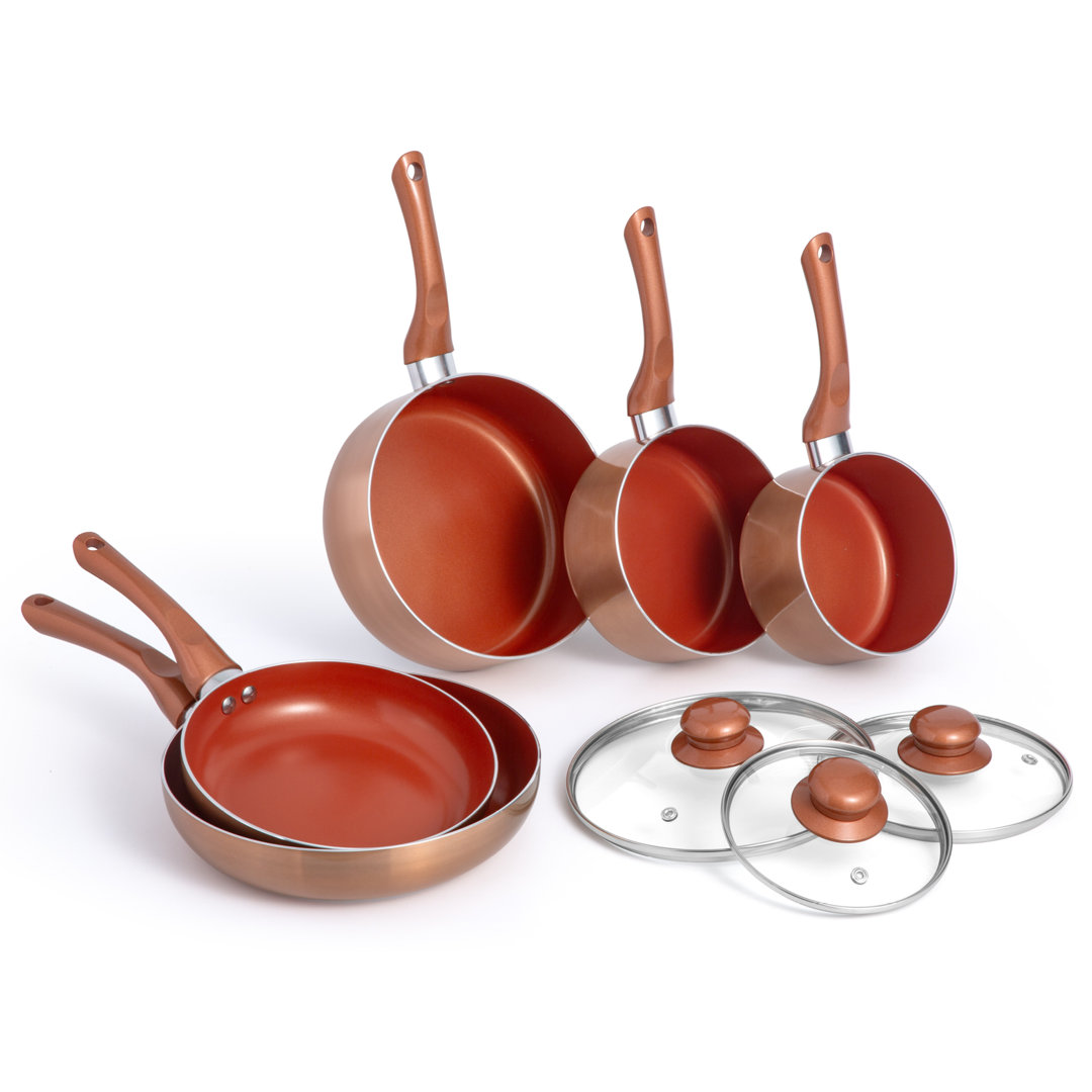 VonShef 5 Piece Stainless Steel Pan Set Copper 5